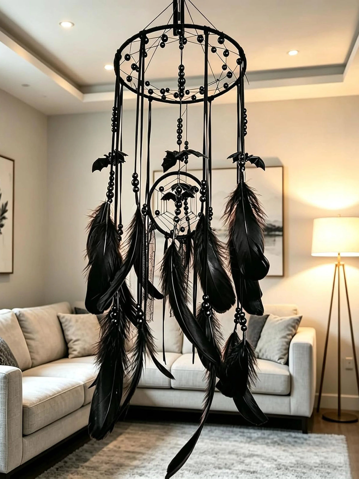 Gothic Bat Dreamcatcher Wall Hanging For Halloween Home Decor