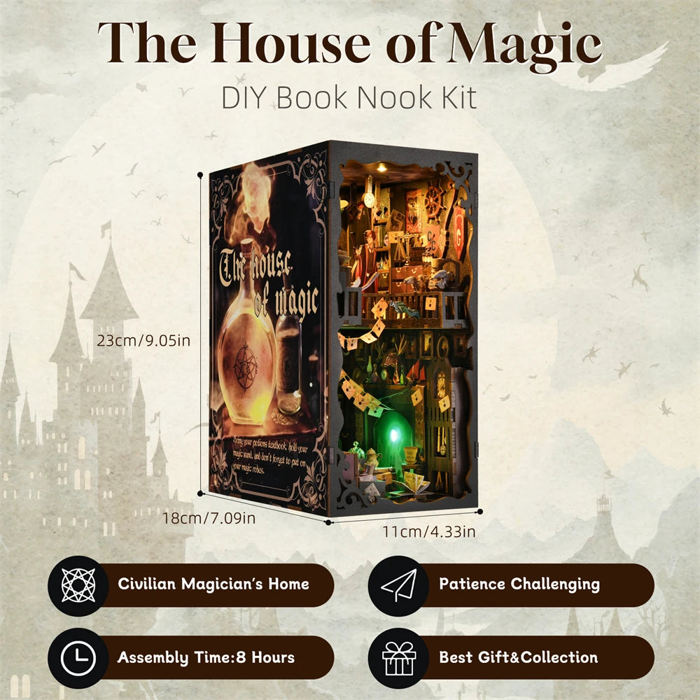 AslowSnail Diy Wooden Magic House Book Nook Kit For Shelves
