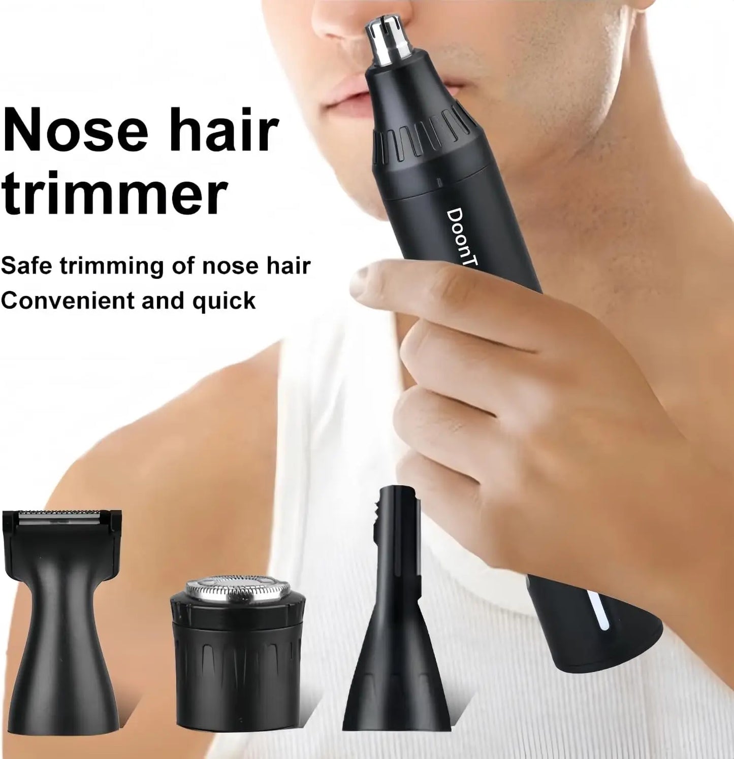 Rechargeable 4-in-1 Hair Trimmer for Men and Women, Painless Eyebrow & Facial Grooming with Powerful Motor