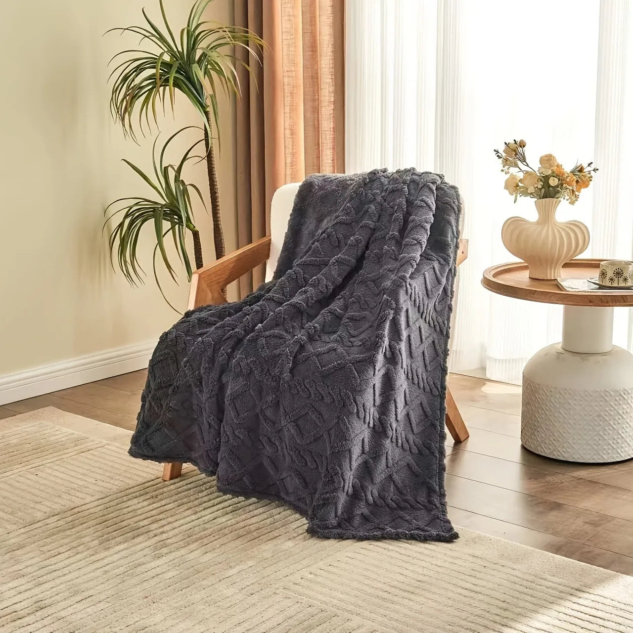 AEHOME Lamb Fleece Blanket Plush Soft Cozy Warm Throw
