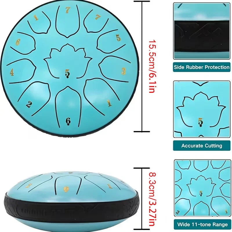 Steel Tongue Drum 11 Notes 6 Inch DKey Portable Instrument