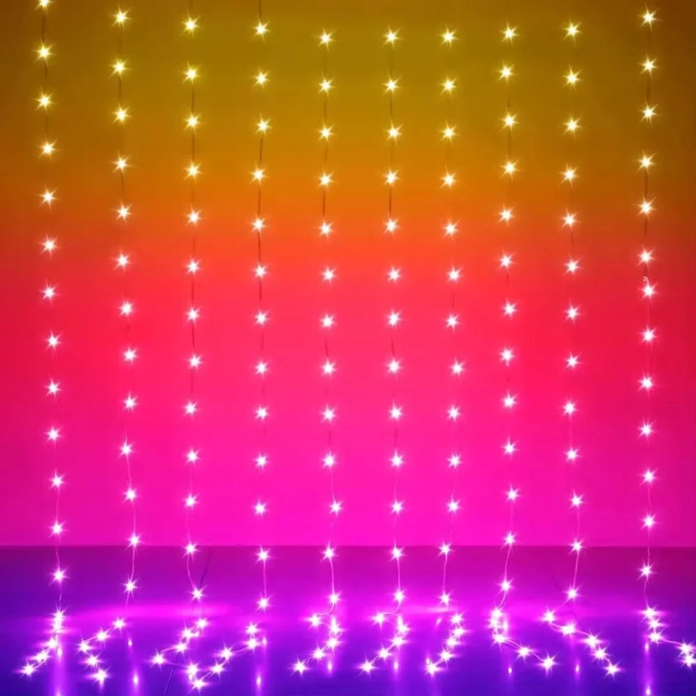 Curtains Garland Window Lights Christmas Decor USB Fairy LEDs
