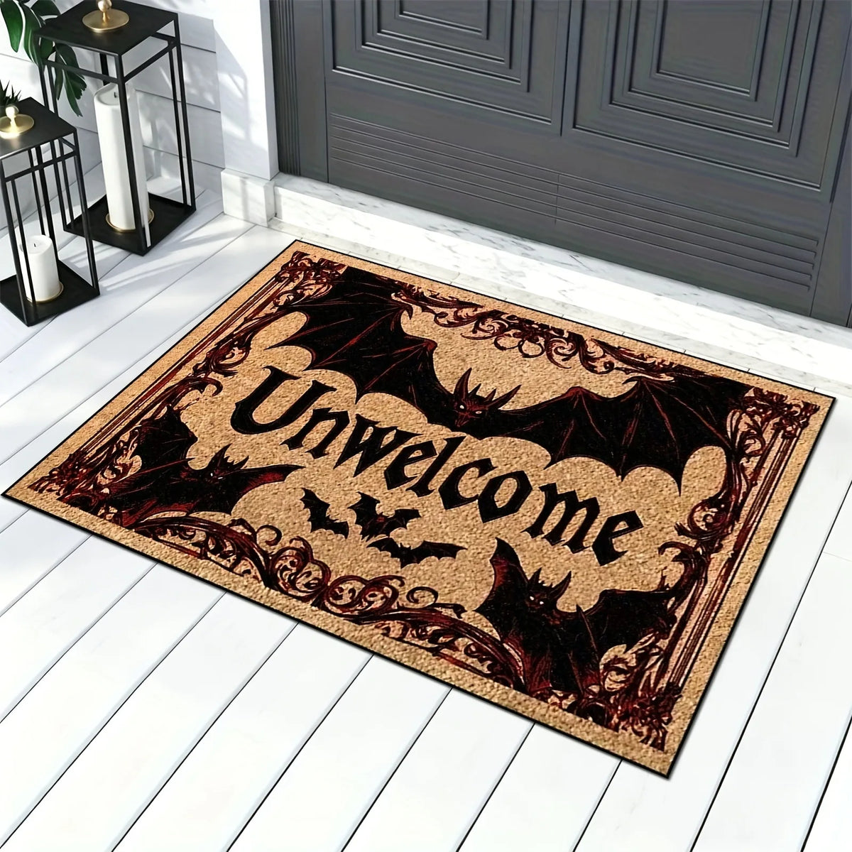 Halloween Welcome Doormat Anti Slip Indoor Outdoor Rug For Entryway