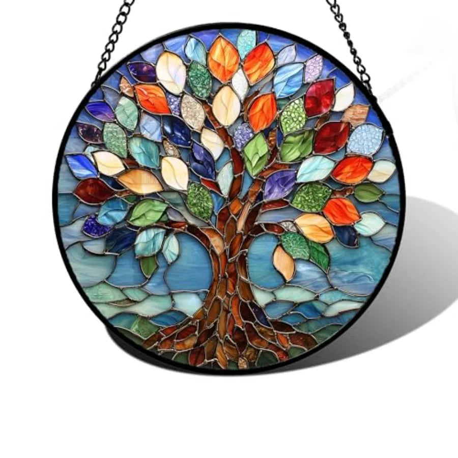 Stained Glass Tree of Life Sun Catcher Window Panel