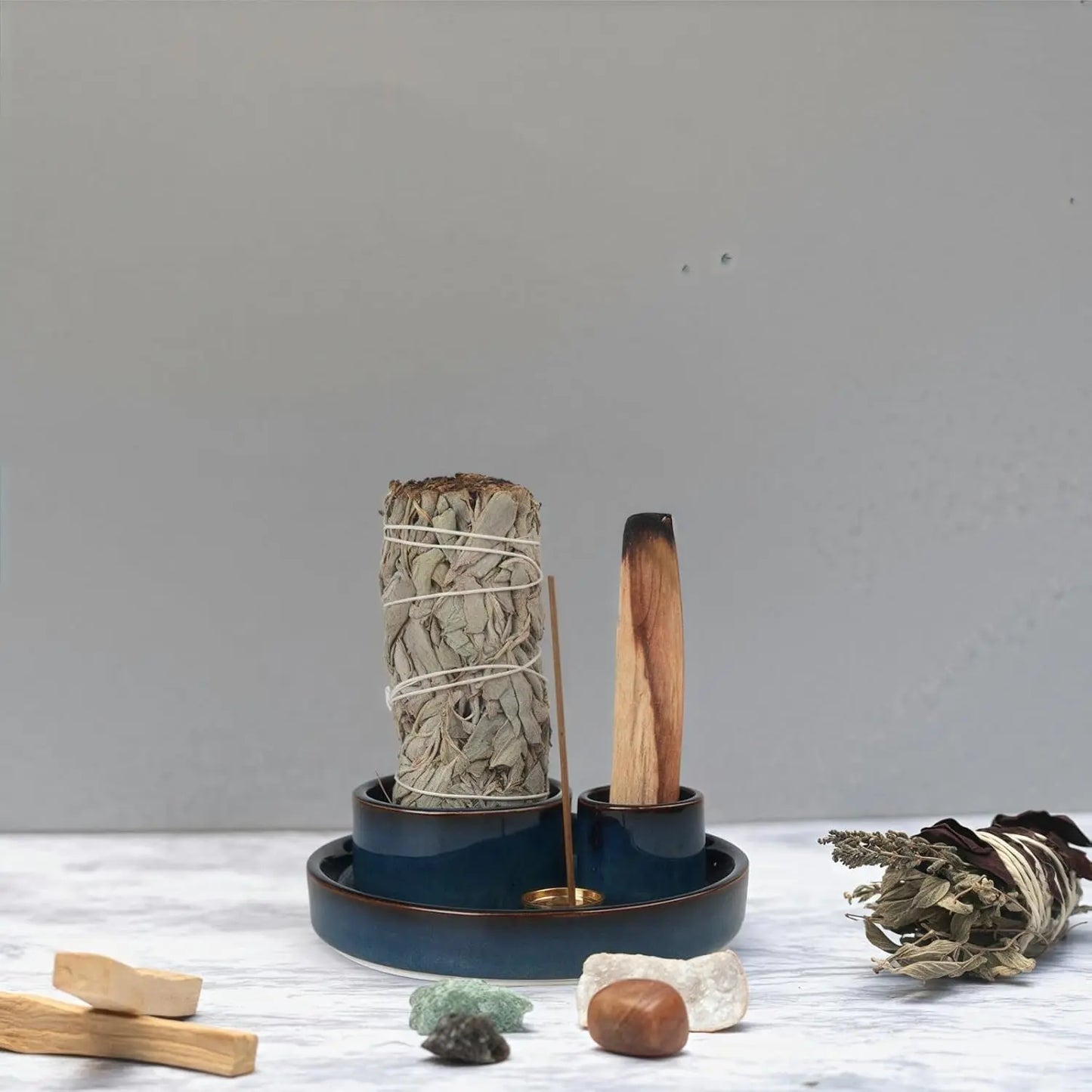 Ceramic 4-In-1 Incense Holder, Sage Burner, Ash Tray