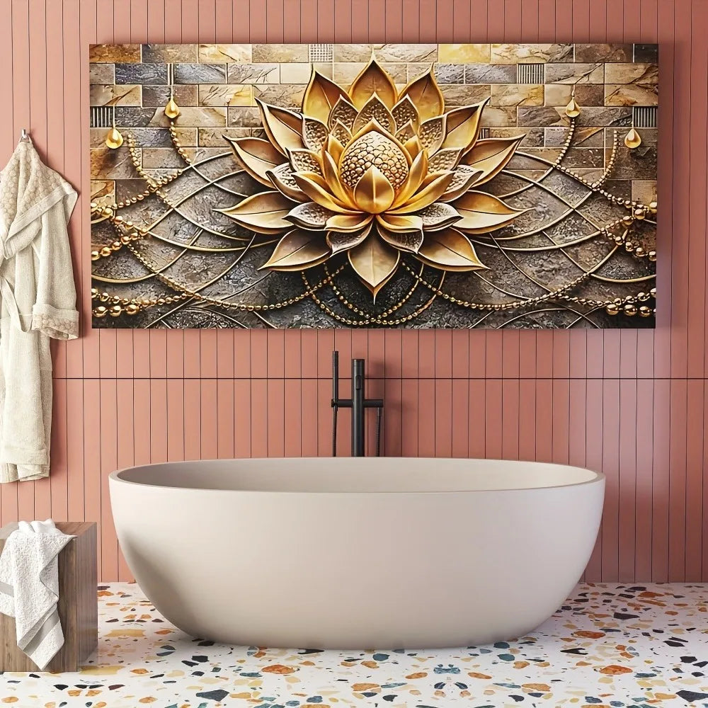 Modern Abstract Black Gold Floral Canvas Art For Interior Decor