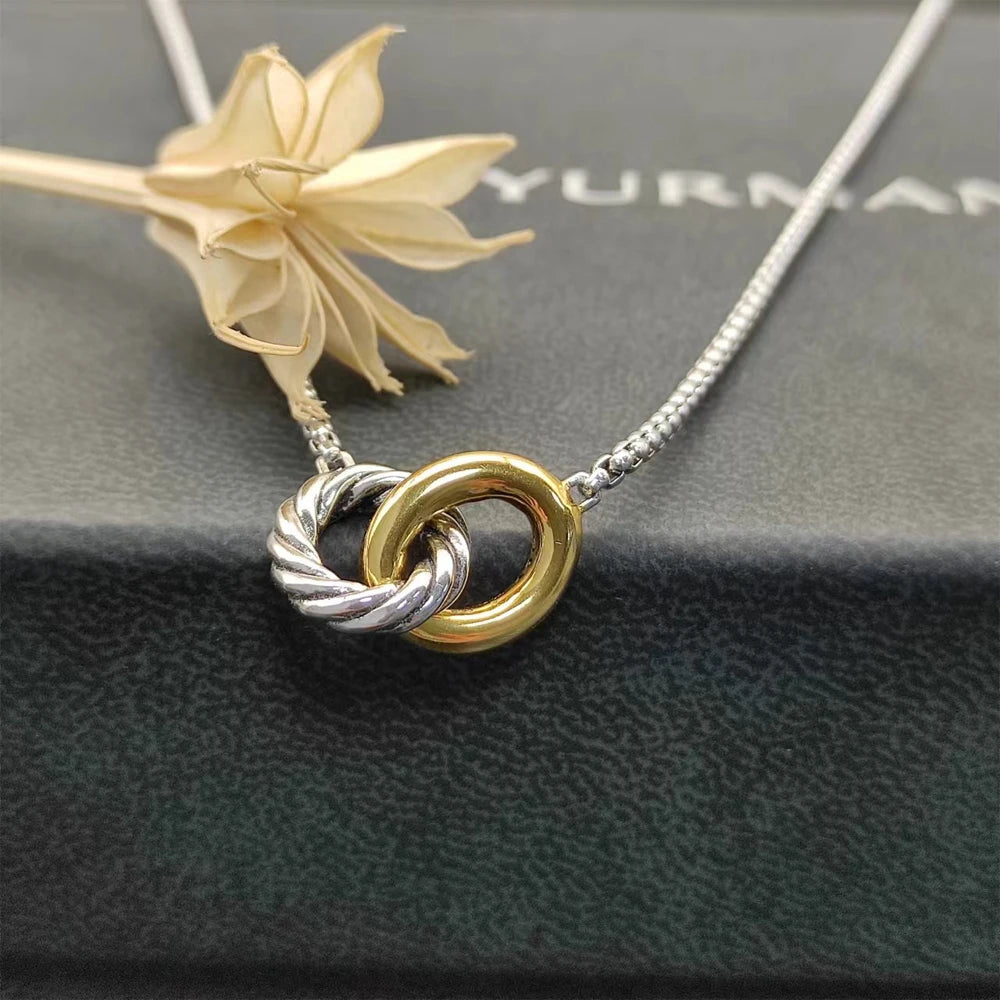 Classic Star Interlocking Pendant Necklace With Zircon Detailing