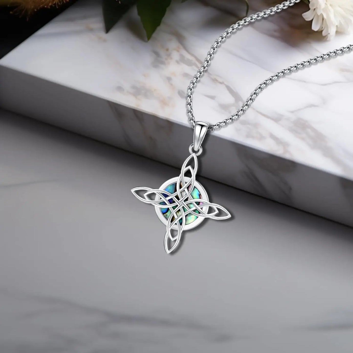 DRINSPER Celtic Knot Cross Necklace 925 Sterling Silver Pendant