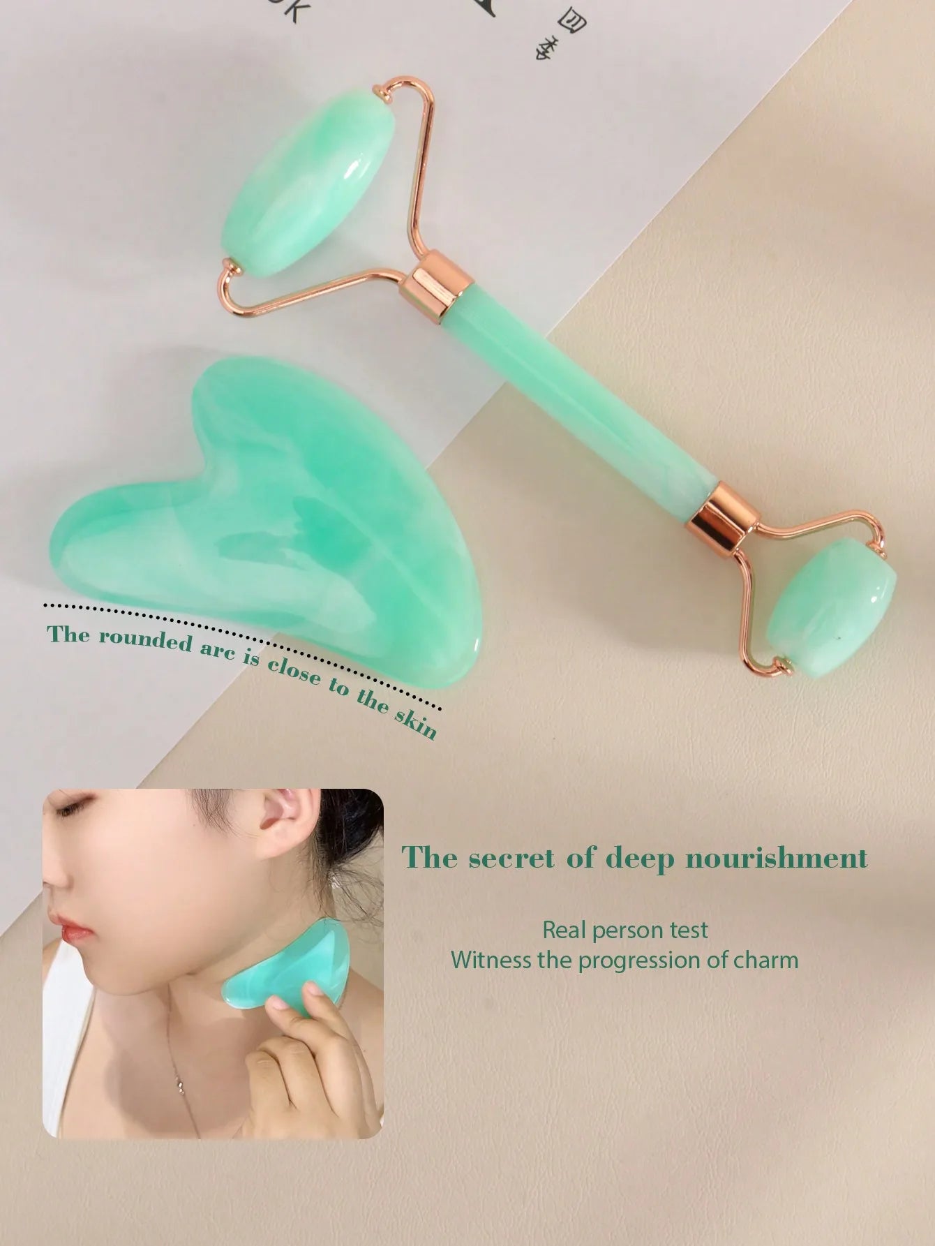 Facial Massage Tool Kit 3-Piece Set: Face Roller And Cupping