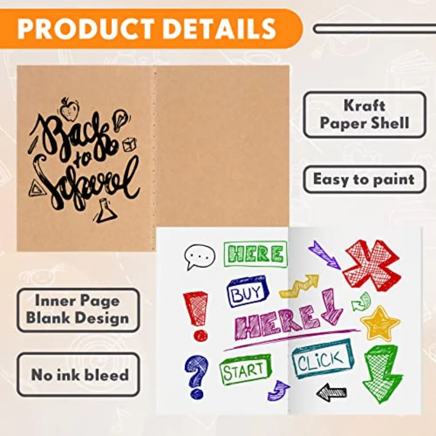 Kraft Paper Notebooks 150 Pack Blank Page Sewn Travel Journal