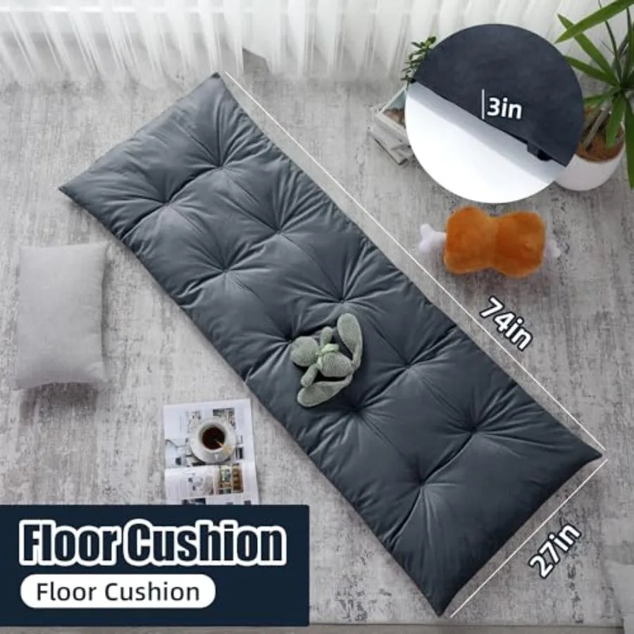 Floor Lounger Pillow Foldable Tufted Cushion for Yoga and Meditation
