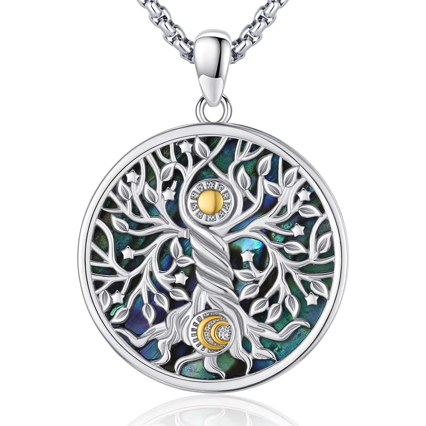 DRINSPER 925 Sterling Silver Tree Of Life Pendant Necklace