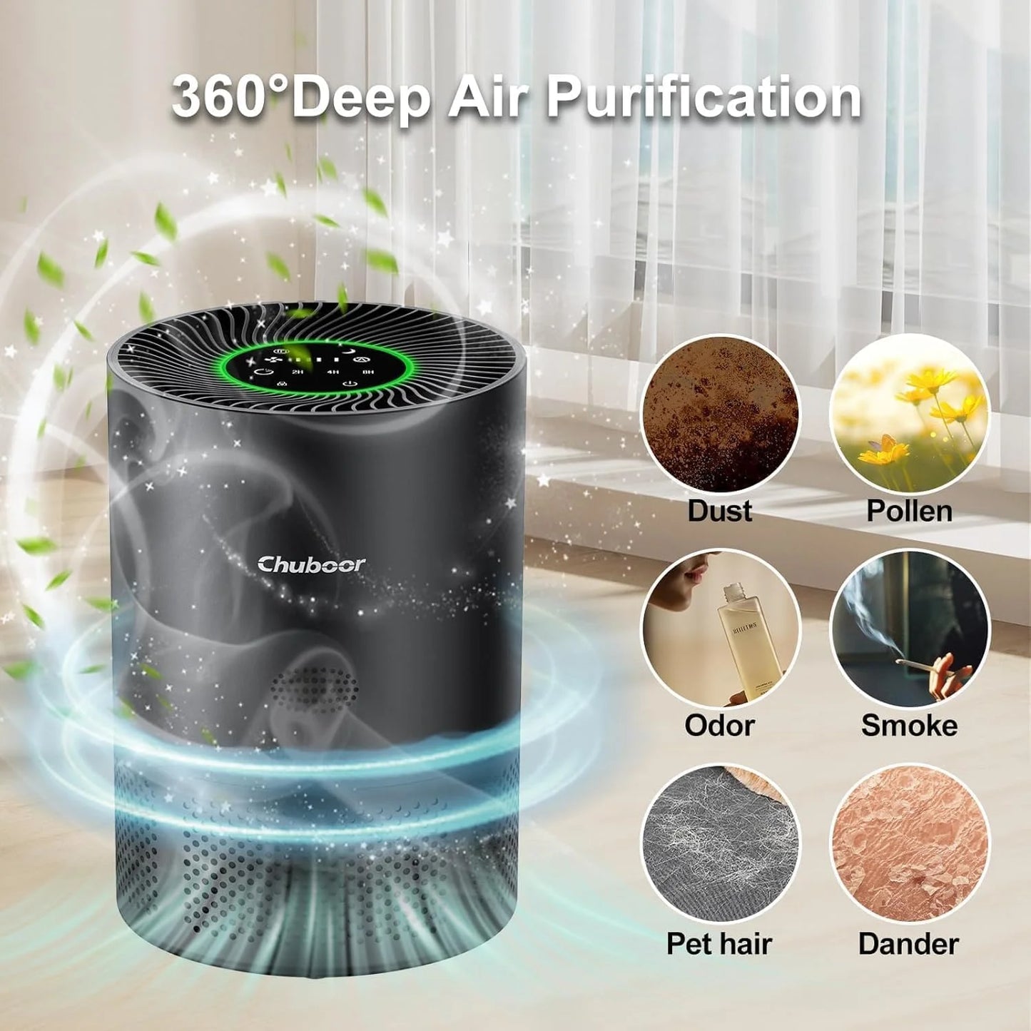 Chuboor H13 True HEPA Air Purifier for Home Bedroom Office