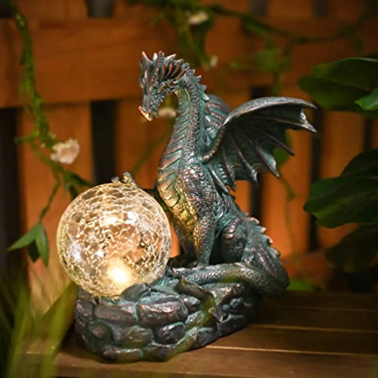 Solar Dragon Outdoor Garden Statue Alloy Figurine Gothic Decor