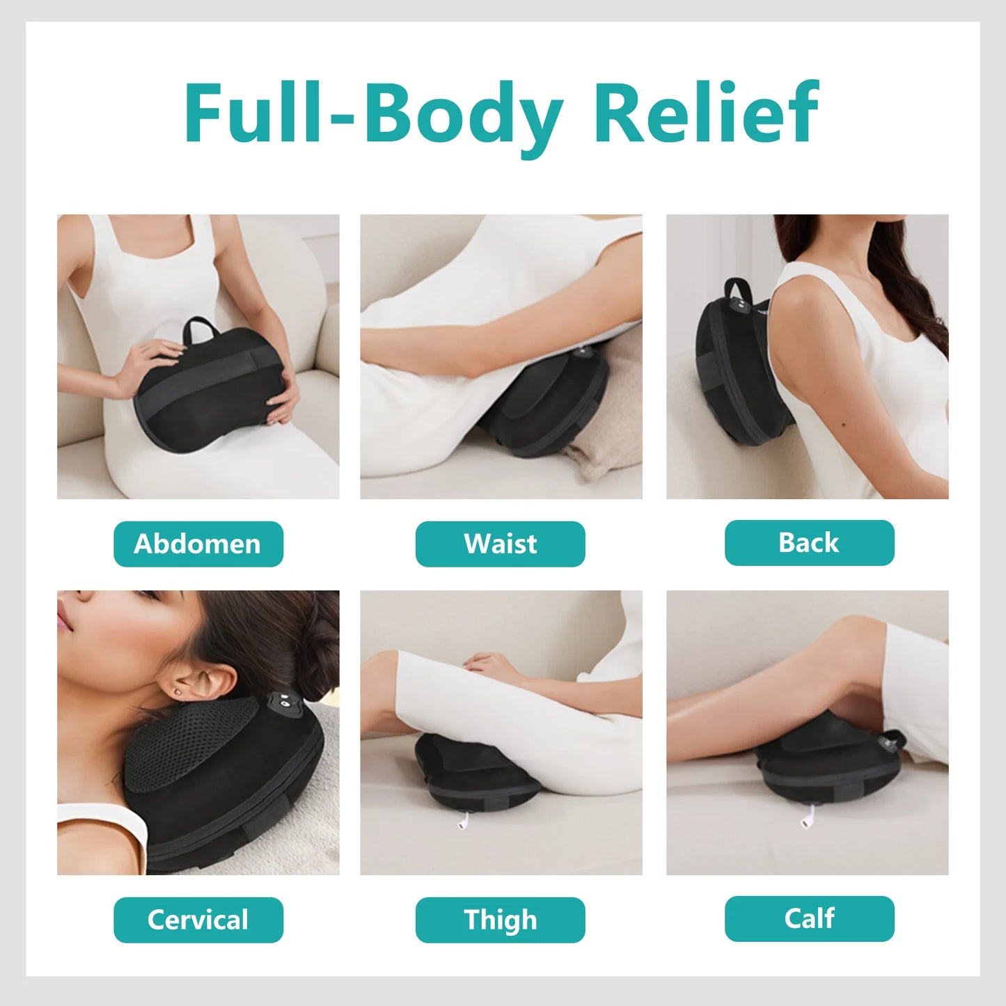 LEERCON 3D Shiatsu Neck and Back Massager Pillow With Heat